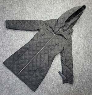 Tahari Womens XXS Black Quilted Hooded Long Coat NWT $180. MSRP